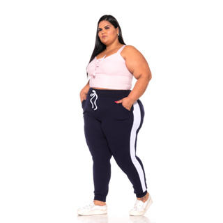 Calça Feminina jogger Plus Size Malha Crepe C/ Bolsos Envio Imediato