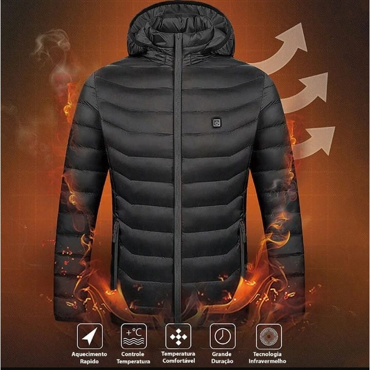 Casaco Corta Vento com Aquecimento Elétrico USB . Puffer