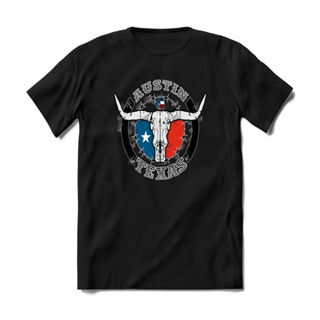 Camiseta Preta de Algodão Estampada Country Texas TXC Touro Masculino