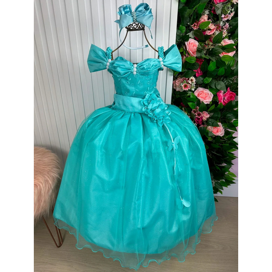 Vestido infantil orders festa verde tiffany