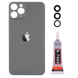 Tampa Vidro Traseira Compatível Com iPhone 12 Pro Cinza Furo Maior + Cola e Lente