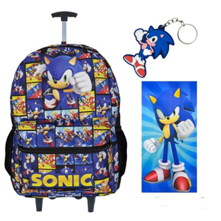 Kit Mochila Infantil de Rodinhas Menino Jogo Sonic Toys 2U