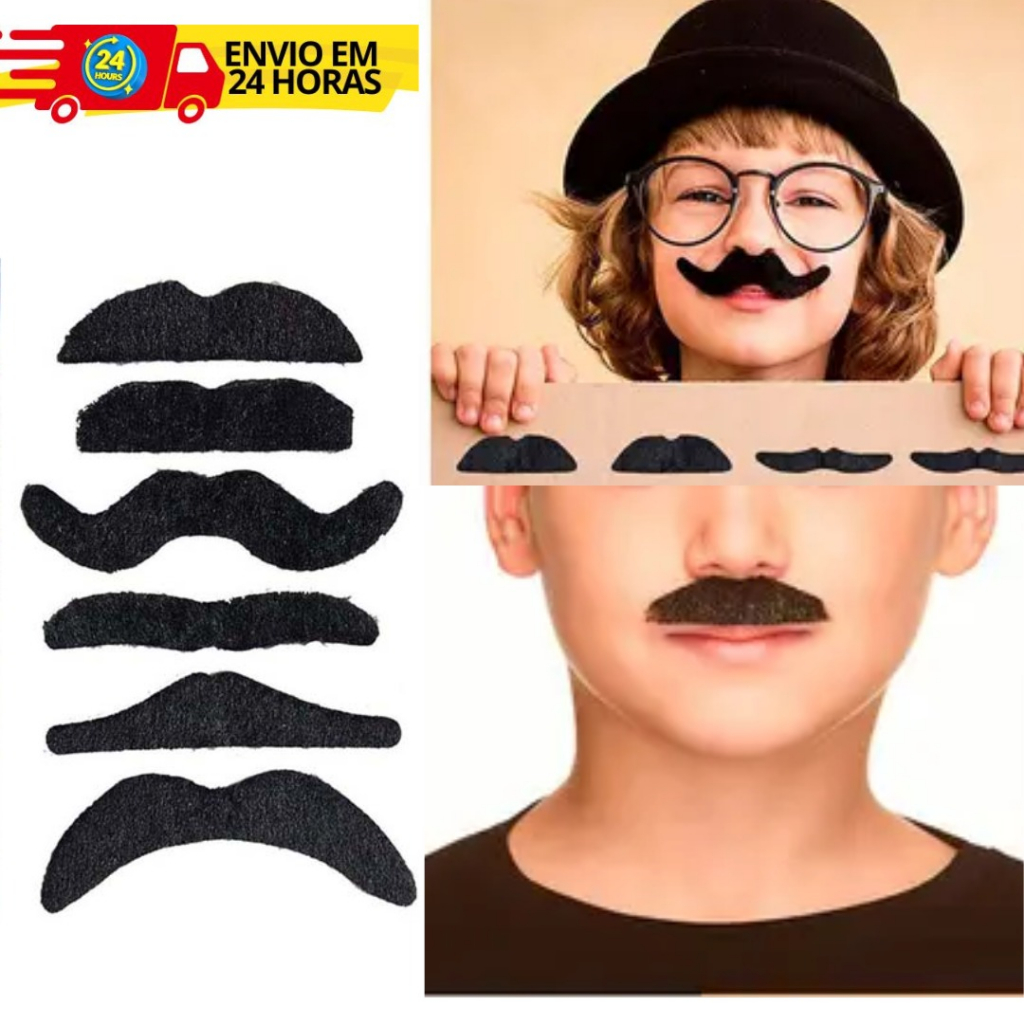Bigode Artificial Para Fantasia Disfarce Adulto E Infantil Vários ...