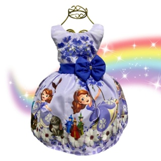 Vestido Princesinha Sofia Luxo Temático Infantil Festa Bufante