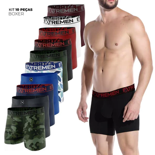 kit 10 Cuecas Boxer box Microfibra Do P ao GG3