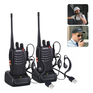 Radio Comunicador Kit 2 Segurança 16 canais 12km Profissional recarregável Baofeng 777s