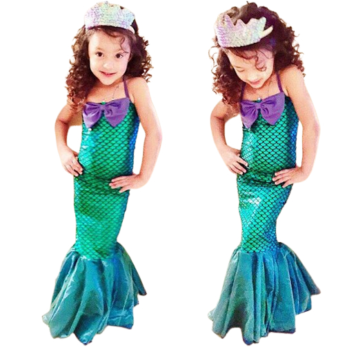 Pirncess fantasia infantil tema de sereia, vestido para crianças com laço  de estrela do mar roxo vestido tutu rabo de peixe faixa de cabelo -  AliExpress