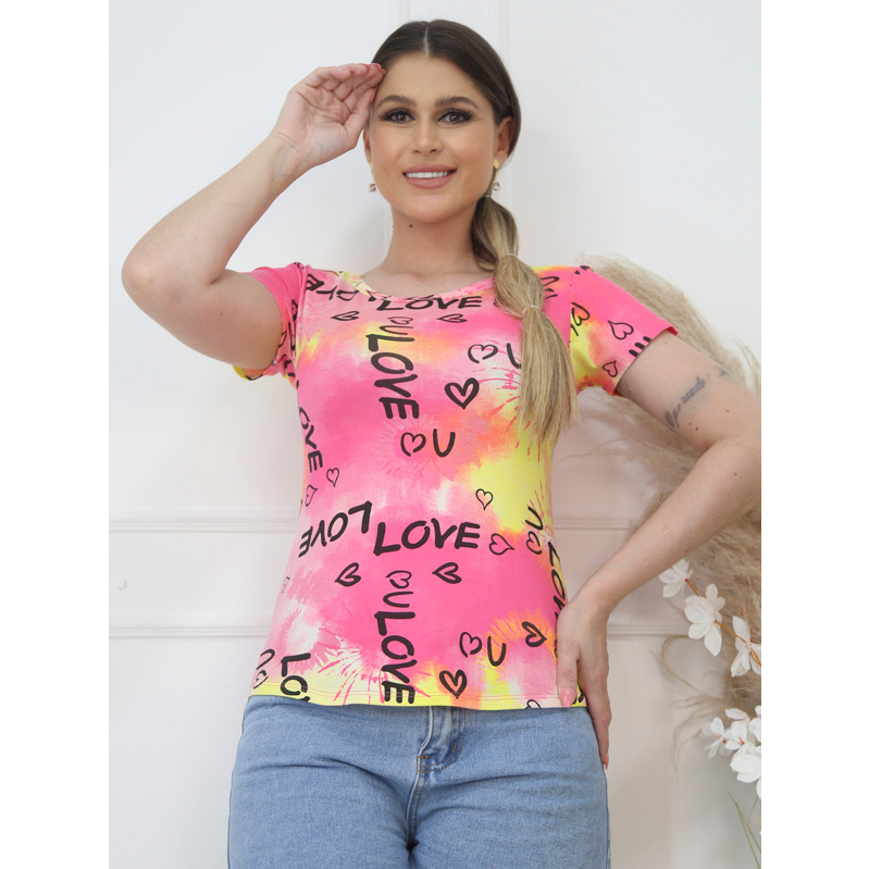 BLUSA FEMENINA MANGA CURTA LOVE ESTAMPADA VERAO PRIMAVERA BABY LOKK TIE DIY Shopee Brasil