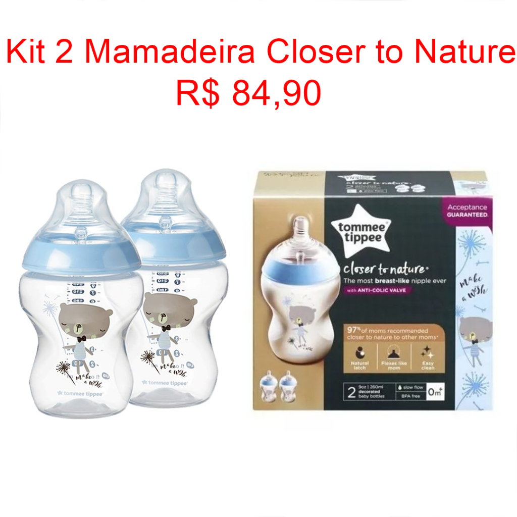 Biberón Tommee Tippee Closer To Nature 260 Ml, Pack 3un.