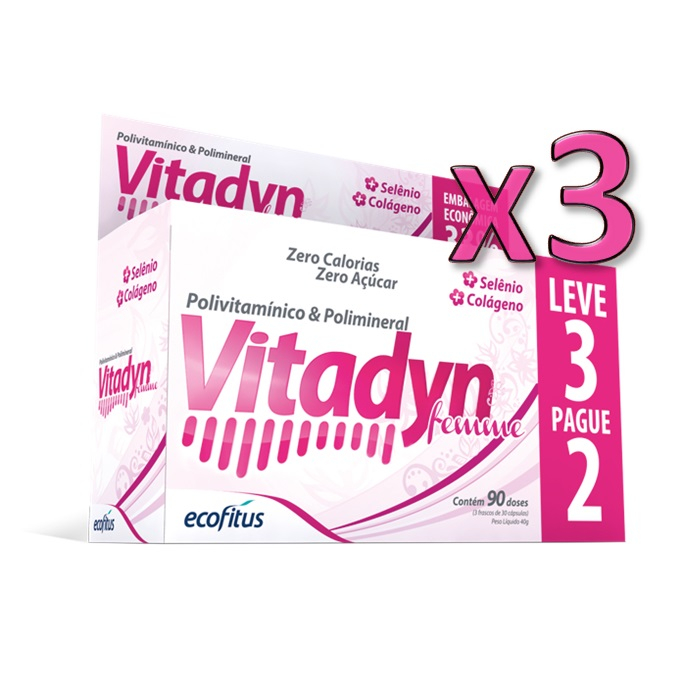 Kit Com 3 Vitaminas Vitadyn Femme Com 90Cps - Ecofitus | Shopee Brasil