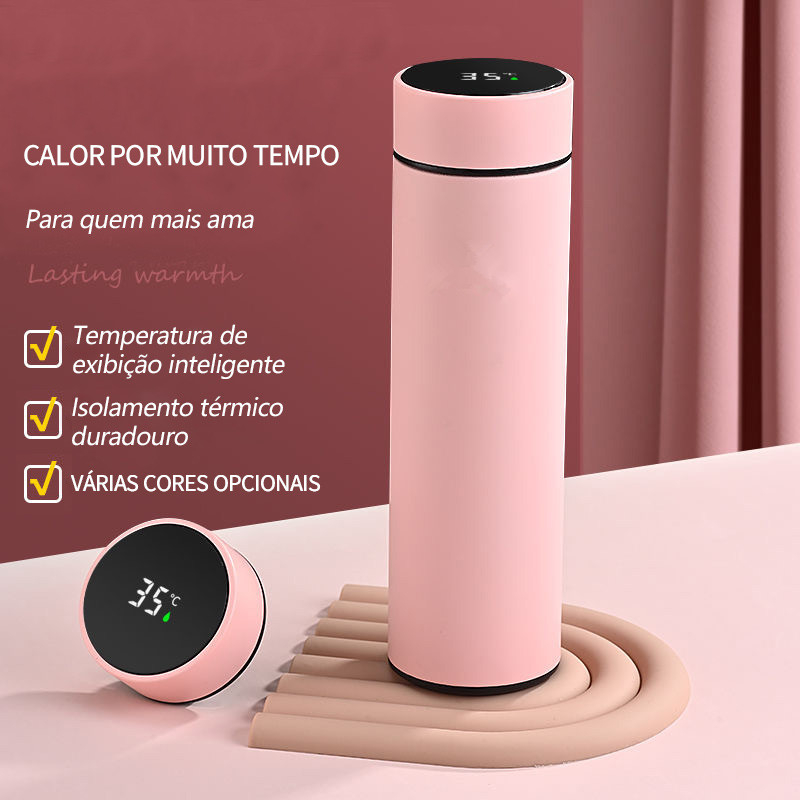 Garrafa Térmica Inteligente Sensor De Temperatura Digital Led Café Água Quente Gelado Shopee