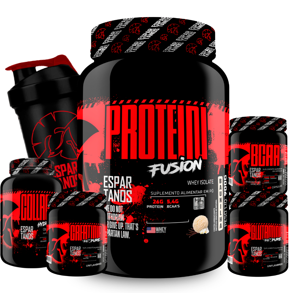 Whey Protein Fusion + Bcaa + Crea + Gluta + Colágeno + Copo – Espartanos