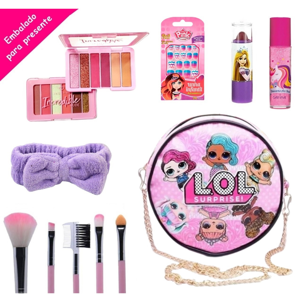 Kit de maquiagem infantil Cosméticos Maquiagem Brinquedos com Bolsa  Carnaval Cosplay Princesa Jogo Meninas Jogo Presente Conjunto de Presente