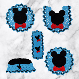 Jogo de Banheiro de Crochê do Mickey / Conjunto com 5 Peças