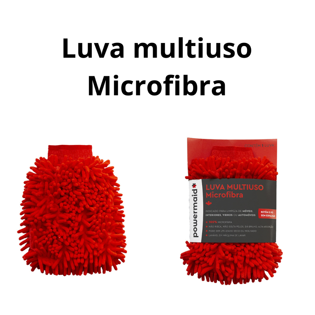 Luva Multiuso Limpeza Lavar Carro Moto Microfibra Chenile Tamanho Grande