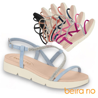 Sandalia Beira Rio Original Feminina Papete Flat Estilo Tiras Com Brilho Elegante Lancamento Fashion Casual Conforto Elegante