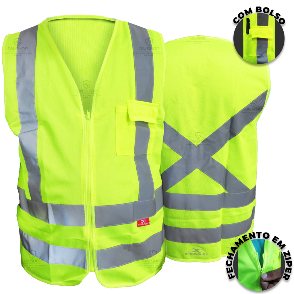 Colete De Segurança Refletivo Original Com Bolso Colete Sinalização