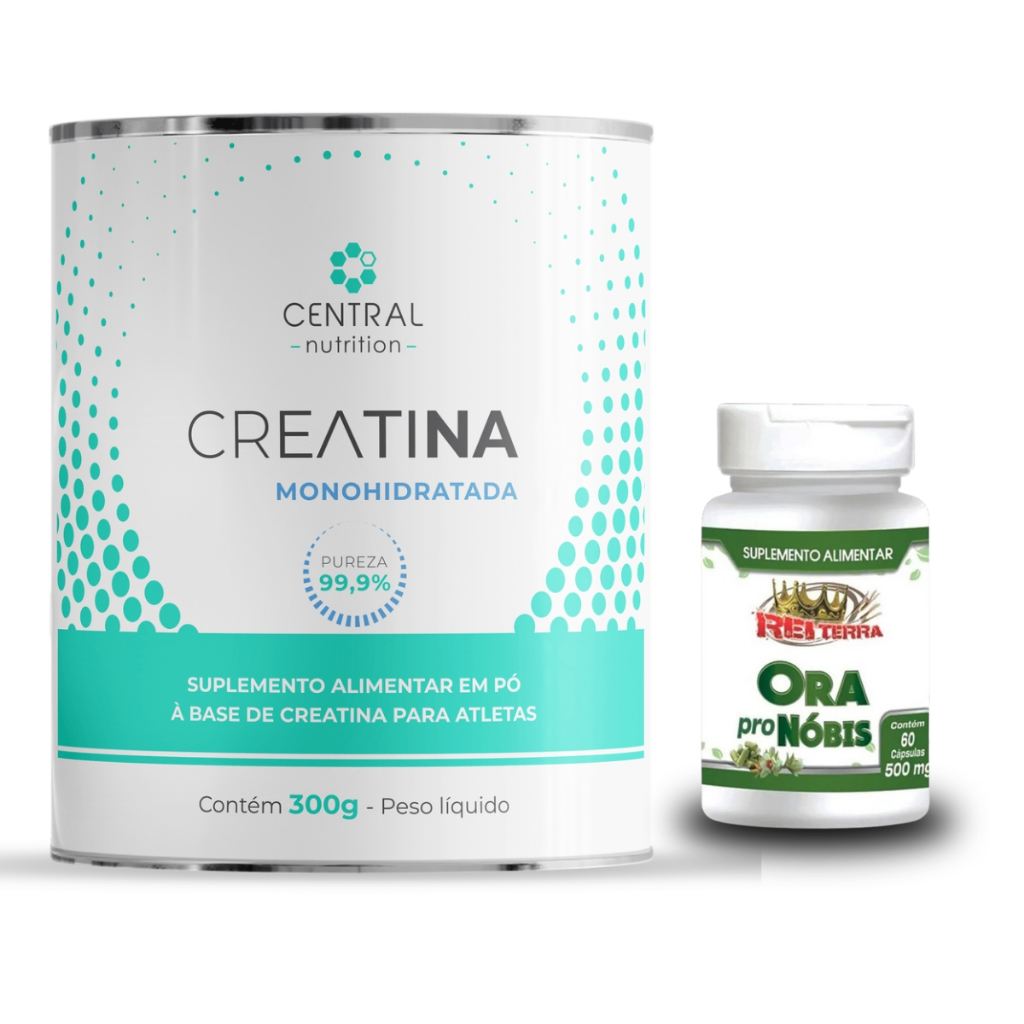 Creatina Monohidratada - 300g - Central Nutrition + Ora Pro Nobis - 60 caps - Rei Terra