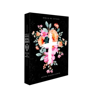 Bíblia Sagrada de Estudo KJA Atualizada | Flores Cruz 2.0 | Letra Hipergigante | Capa Dura