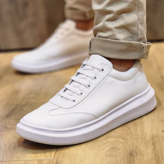 Tênis Sneakers Branco Masculino Sapatenis Sola Alta Moderno Macio Casual Versátil Skalvin