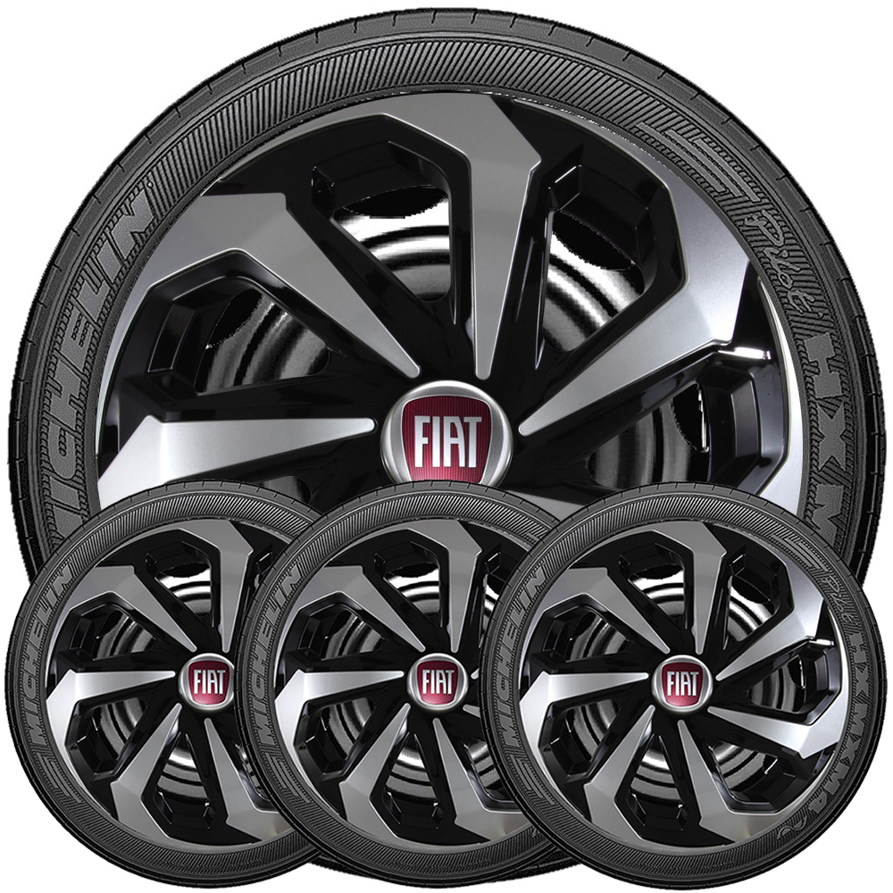 Kit 4 Calotas Esportivas Universais Aro 14 Linha Spider Compativel Com Argo Palio Cronos Linea