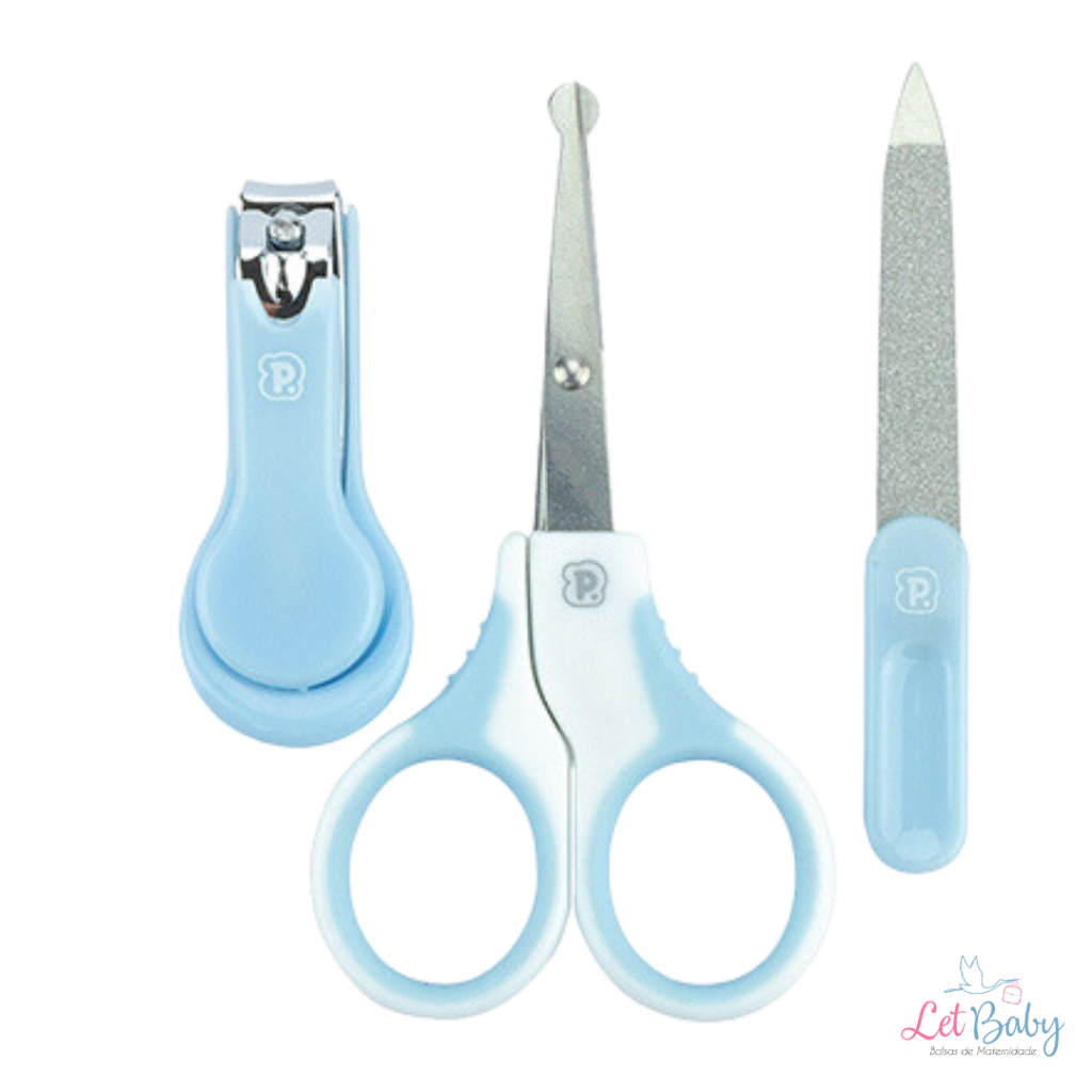 Kit Higiene Manicure de Bebê 3 Peças Tesoura, Cortador de Unha e Lixa ...