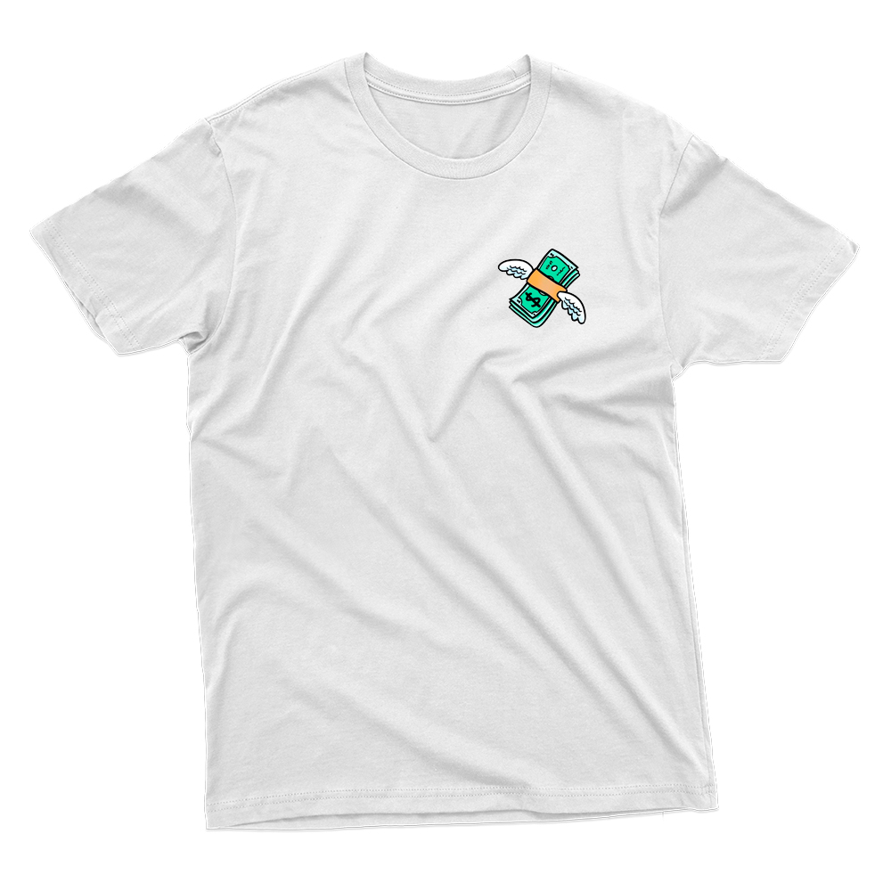 Camiseta Dinheiro Voando com Asas Minimalistas Swag Estampada Unissex 100% Algodão Várias Cores Premium