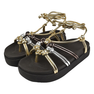 Sandália Feminina Rasteira Papete Flatform de Amarrar Luxo