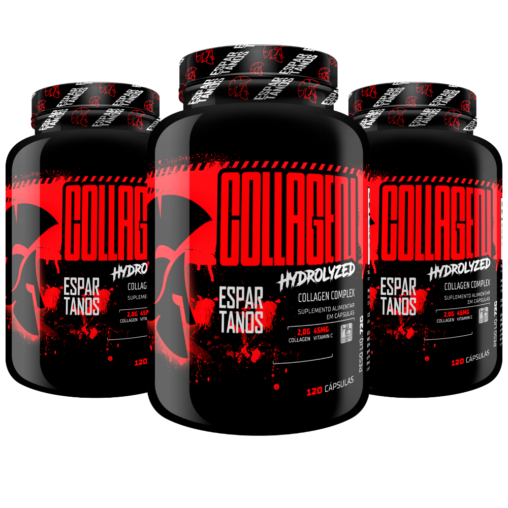 Kit 3x Colágeno Hidrolisado Espartanos Collagen (360 Cáps)