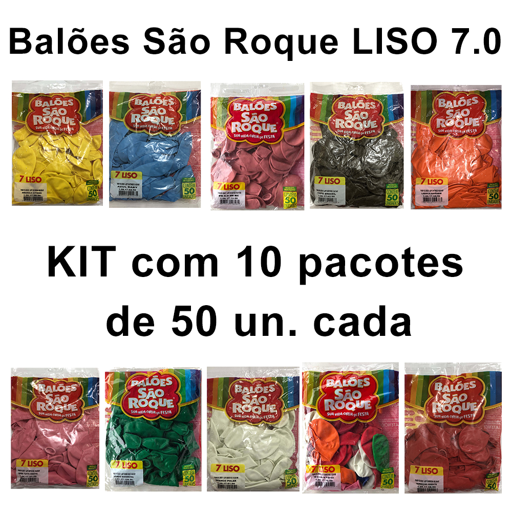 Pacote com 50 Unidades Balão 7 Liso Azul Cobalto, SÃO ROQUE