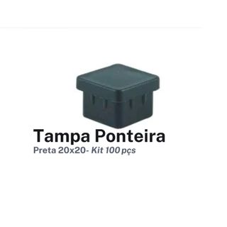 Tampa Ponteira Interna Preta 20x20 grade portão Metalon 100pçs