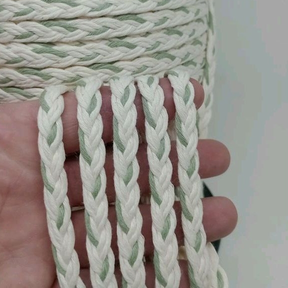 Trança corda de algodão bicolor cru e menta(8mm)-10metros artesanato decoração
