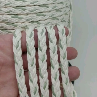 Trança corda de algodão bicolor cru e menta(8mm)-10metros artesanato decoração