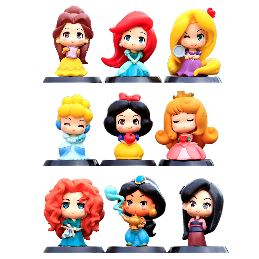 Kit 9 Bonecas Princesas Disney Ariel Bela Jasmine Cinderela Action Figure  Miniatura | Shopee Brasil