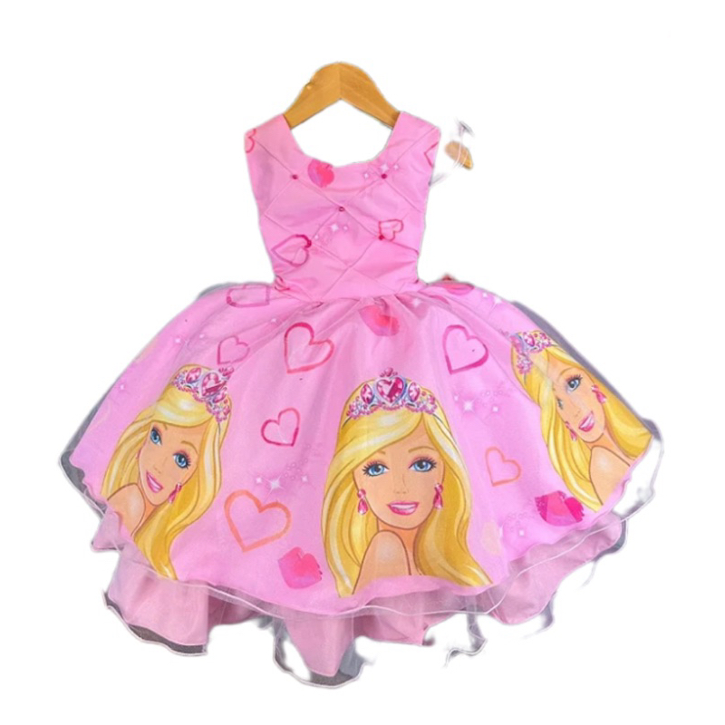 Vestido 4 a 10 anos M/Malha Barbie Lantejoulas Mattel Preto