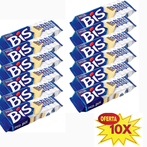 Kit bis wafer chocolate branco lacta 10 caixas c/ 20 unidades cada cx ...