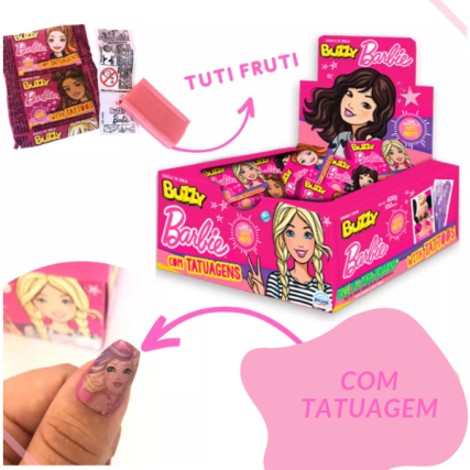 Chiclete Barbie tutti frutti com tatuagem 100 un