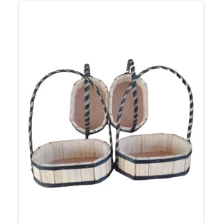 kit com 10 cesta fraldeira oval madeira de pinus de 13/18 cm com alça