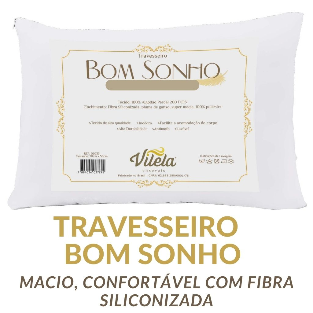 Travesseiro Bom Sonho 100% Algodão Fibra Siliconizada | Shopee Brasil