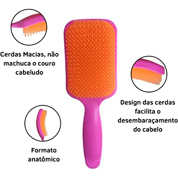 Escova De Cabelo Raquete Flex Desembaraça Sem Quebrar Fios