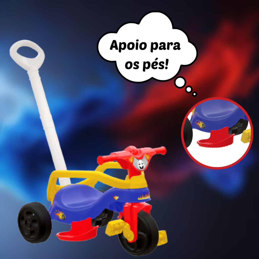 Motoca Azul Omotcha Com Adesivos Infantil Criança