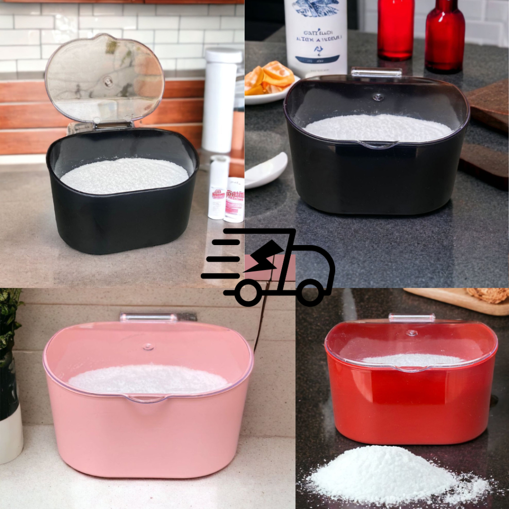 Saleiro de cozinha porta condimentos de acrílico com tampa