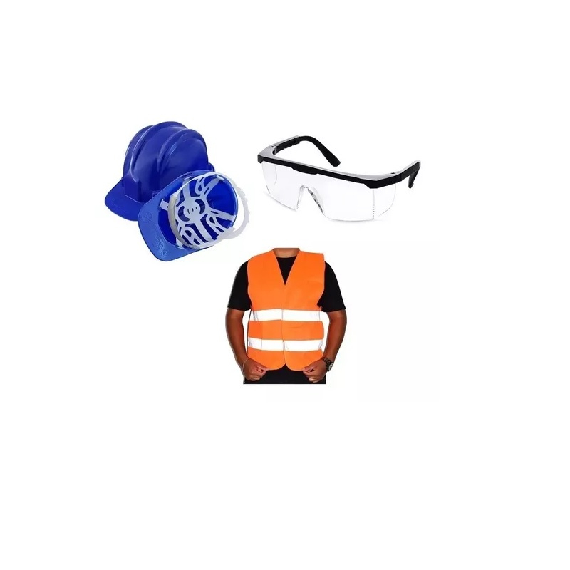 Kit Obras Capacete Óculos De Segurança Colete Refletivo Tamanho G ...