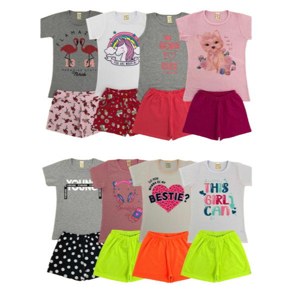 Kit Com 6 Peças de Roupa Infantil Menina -Conjunto Juvenil Feminino ...