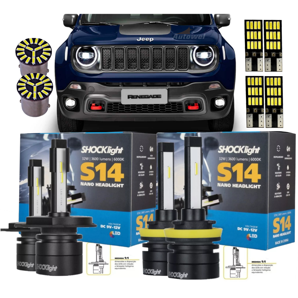 Lâmpada De Seta E Luz Diurna Para Jeep Renegade 2014-2020 - Conjunto Completo Com Fiação