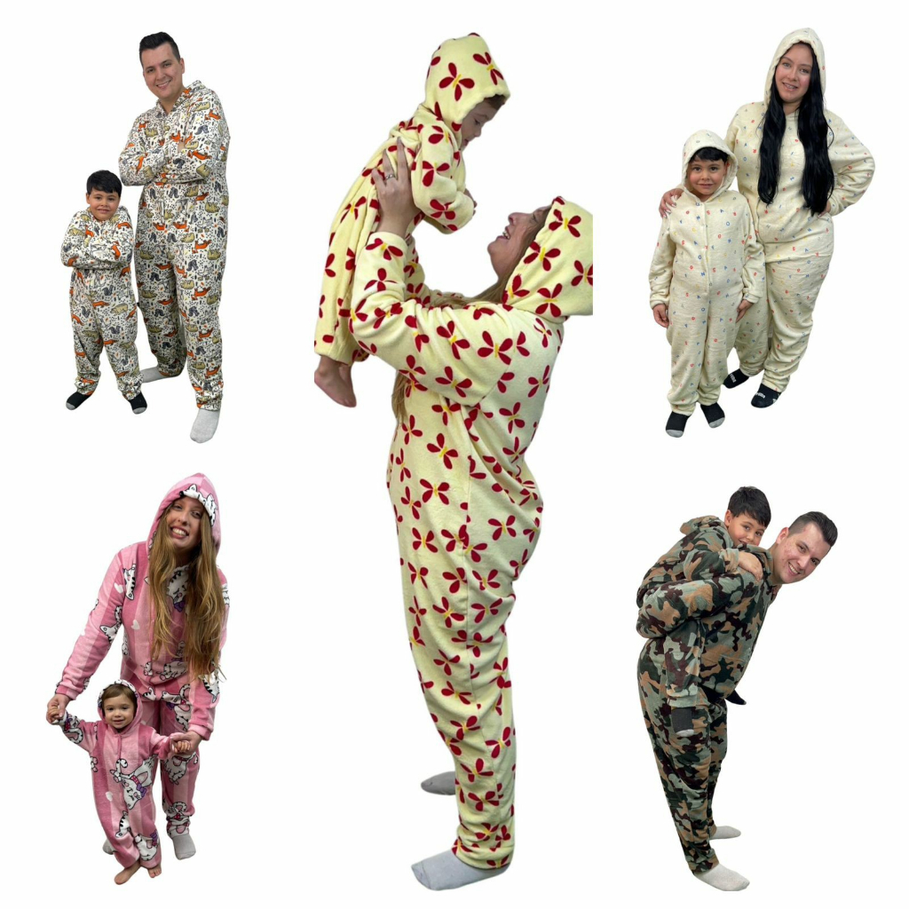 Pijamão pais e filhos em soft fleece, pai e filho, pai e filha, mãe e filho, mãe e filha