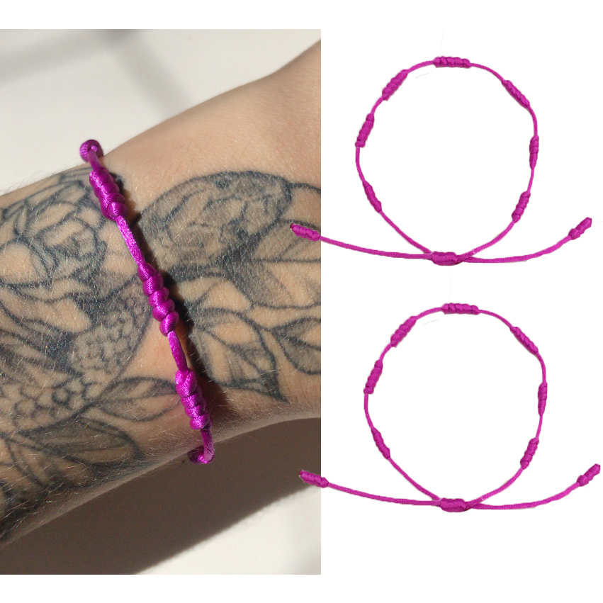 Pulseiras 7 Nós Violeta roxo Par Kabbalah Akai Ito Equilibrio