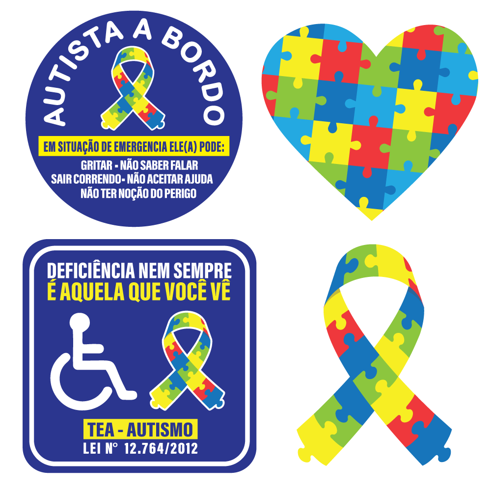 Adesivo Símbolo Autista Autismo Lei Pcd Autista a Bordo Identificação ...