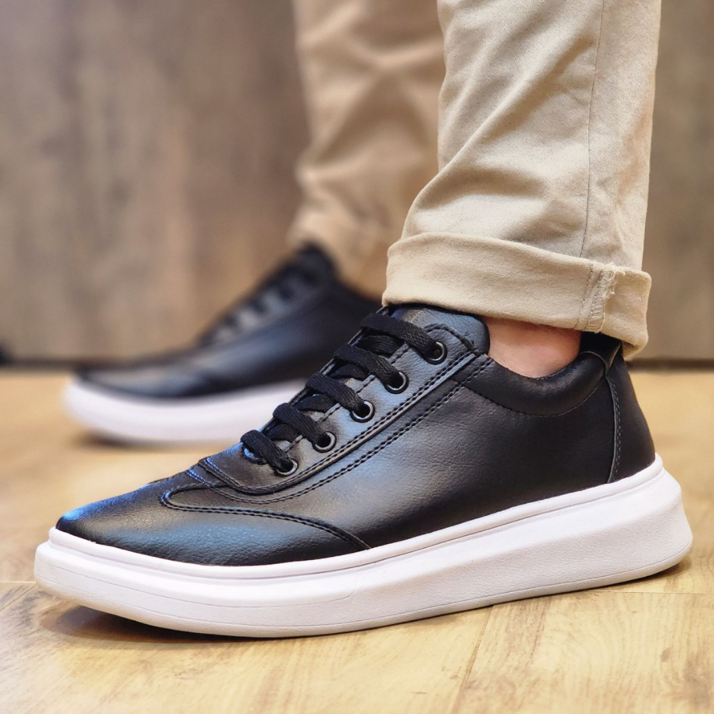 Tênis Homens Com Roupa Social Tênis Sapatênis Casual Social Preto