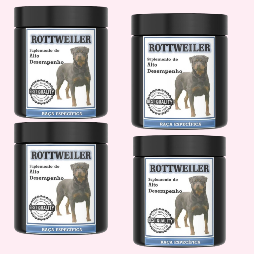 4 Potes de 500g Cada - Rottweiler Muscle Dog Suplementos Para Cães ...